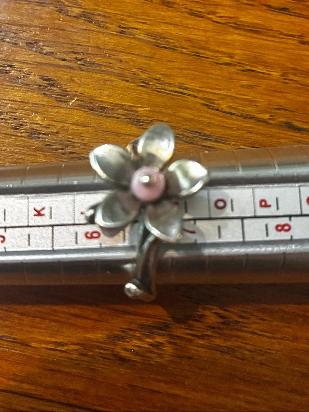 James Avery Retired Sterling Silver Floral Ring with Pink Center